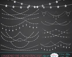 Chalkboard String Light Garland Clipart | леттеринг | Light ...