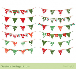 Christmas bunting clipart, Banner flag clip art, Holiday ...