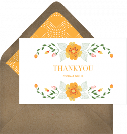 Marigold Garland Thank You Notes in Yellow | Greenvelope.com