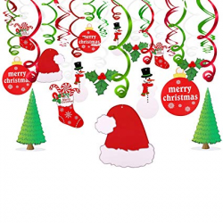 Konsait Christmas Hanging Swirl Decoration Kit(30pcs), Merry Christmas  Swirls Garland Foil Hanging Ceiling Decoration for Xmas Winter Wonderland  ...