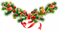Transparent Christmas Pine Garland with Ornaments Clipart ...