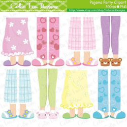 Pajama Party Clipart, Girls Pajama Feet clipart (CG154 ...
