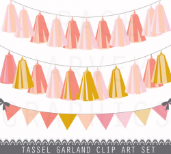 Tassel Garland and Bunting Banner Clip Art, INSTANT download ...