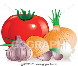 Clip Art Vector - Onion tomato garlic. Stock EPS gg55733101 ...