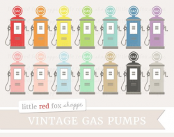 Vintage Gas Pump Clipart, Planner Clip Art Car Station ...