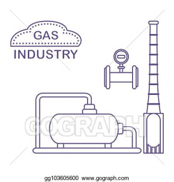 Clip Art Vector - Gas processing plant. industrial gas meter ...