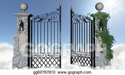 Drawing - Gates of heaven. Clipart Drawing gg62767810 - GoGraph