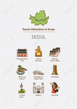 Stock Vector | Travel maps in 2019 | Korea map, Seoul korea ...