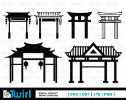Chinese gate clipart | Etsy
