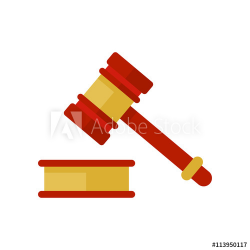 Hammer law icon. Judge hammer. Gold and wood gavel icon ...