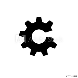 Broken gear or error icon, flat vector graphic on isolated ...