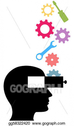 Vector Illustration - Person think technology tools ...