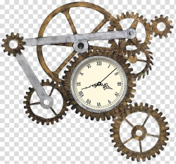 Brown gear analog clock illustration, Steampunk Clock Table ...
