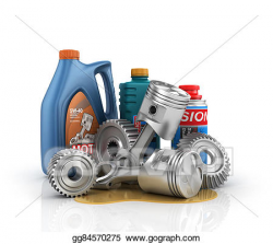 Clip Art - Concept of auto service. cans of motor oil and ...
