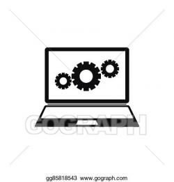 Vector Illustration - Laptop with gears icon, simple style ...