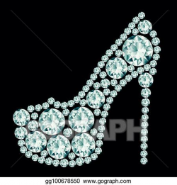 EPS Vector - High heels shoe made of diamonds. Stock Clipart ...