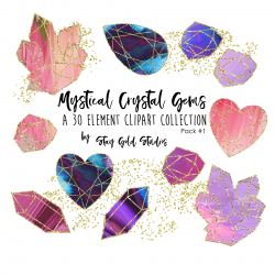 Mystical Crystal Gems Clipart Pack