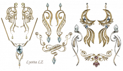 Vintage jewelry design with gems Victorian necklace and earrings ...