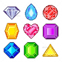 Pixel Gems for Games Icons Vector Set | Object Vector in ...