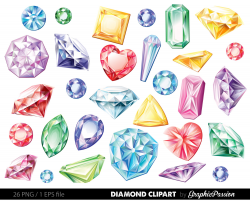 Diamonds Clipart Vector Gems Clip Art Digital Gemstone Engagement Wedding  Clipart Invitations Card Making Digital Scrapbooking Bridal Shower