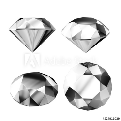 3d render, silver jewel, precious gem, grey diamond ...
