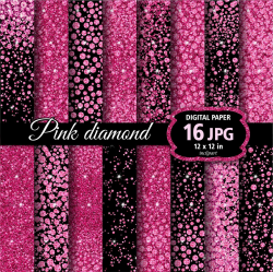 Hot pink diamond digital paper clipart. Blink rhinestone ...