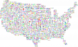 Clipart - Prismatic America States And Capitals Word Cloud No Background