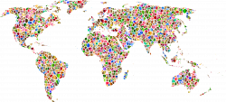 Clipart - Polychromatic Tiled World Map No Background