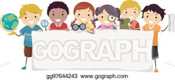 Vector Stock - Stickman kids geography banner illustration ...