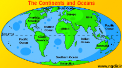 map of 7 continents and 5 oceans | Digital computer graphics ...
