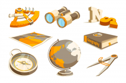 Vector monochrome symbols of exploration and geography By ...