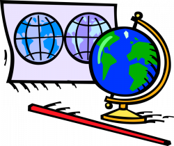 Geography Class World Map and Globe - Vector Image