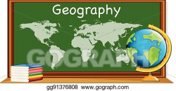 Clip Art Vector - Geography subject with worldmap and books ...