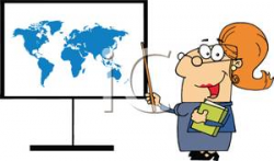 A Colorful Cartoon of a Teacher Teaching Geography - Royalty ...