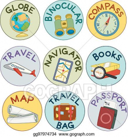 Vector Clipart - Geography travel sticker labels ...