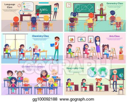 EPS Vector - Children in classrooms study subjects with ...