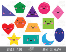50% sale GEOMETRIC SHAPES clipart, kawaii geometric shapes clipart, 2D  shapes