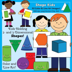 Shape Kids Clip Art | Kindergarten Math | Kindergarten math ...