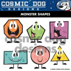 Geometric Shapes Math Clip Art Fun Cartoon Monster Set ...