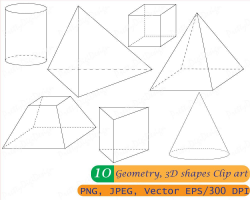 Instant download 3D Shapes, Geometry Clip art, Math Shapes ...