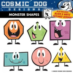 Geometric Shapes Math Clip Art Fun Cartoon Monster Set ...