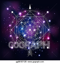Vector Clipart - Mystical geometry symbol on space ...