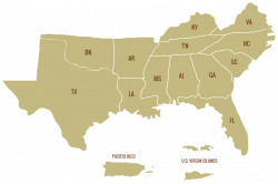 Map Of The Southern Us States | Cdoovision.com