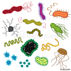 Bacteria and virus cells germs epidemic bacillus icons ...