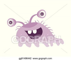 Vector Art - Funny smiling germ. purple character with big ...