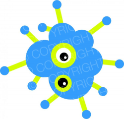 A Cartoon Blue Germ or Bug Creature Health and Medical Clip ...