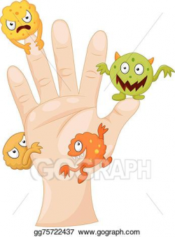 Vector Art - Dirty palm with cartoon germs. Clipart Drawing ...