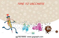 Vector Clipart - Syringe run to vaccinate germ characters ...