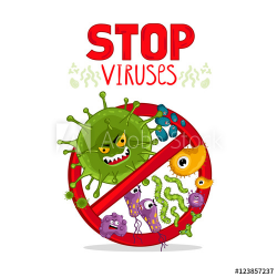 Cartoon viruses characters isolated vector illustration on ...