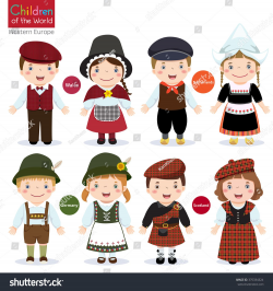 Kids in different traditional costumes (Wales, Netherlands ...